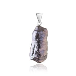 Pandantiv cu perla naturala biwa neagră cu reflexii si argint DiAmanti MS21507P_B-G (Argint 925‰ 0,15 g.)